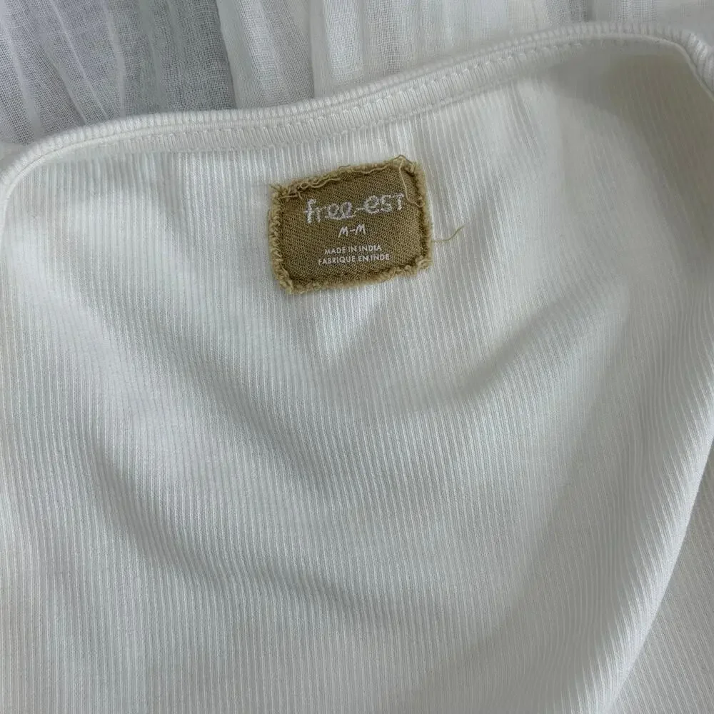 Free People Free-est Babydoll Layered Tank Top Ivory White Size Medium Cotton